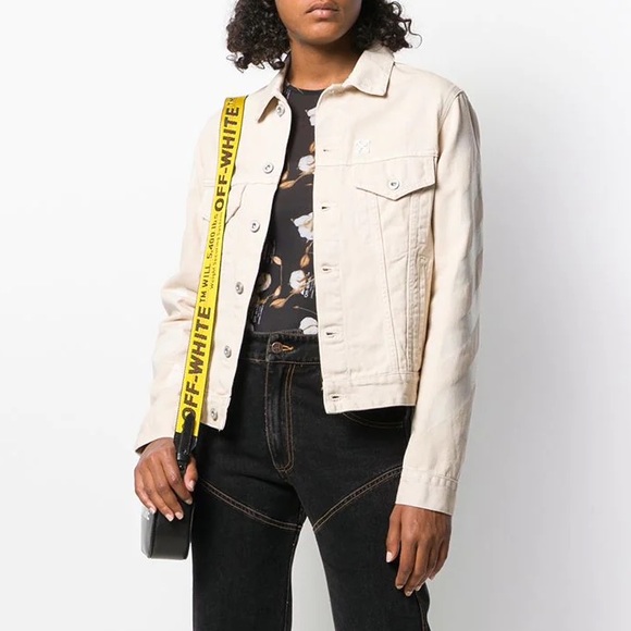 Off-White Diagonal Print Denim Jacket In Neutrals - Picture 2 of 10